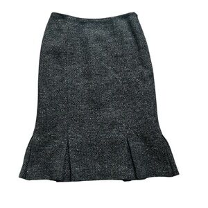 Marilyn Anselm For Hobbs Herringbone Wool Blend Gray Skirt Size 8